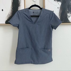 women's Heather Denim Casma - Three-Pocket Scrub Top - XXS / Heather Denim